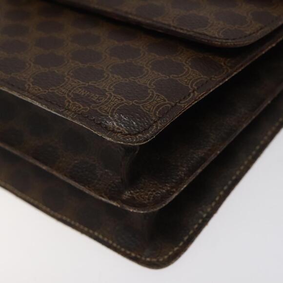 CELINE Macadam Canvas Hand Bag Pvc Leather Brown Gold - Picture 8 of 12